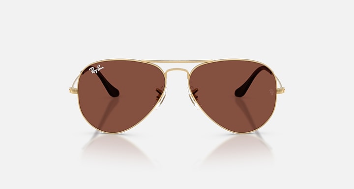 Ray-Ban AVIATOR LARGE METAL Arista Gold with Red Solid Color lenses - Front