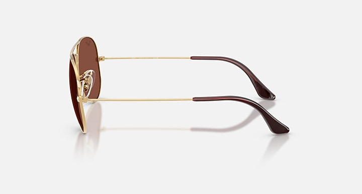 Ray-Ban AVIATOR LARGE METAL Arista Gold with Red Solid Color lenses - Lateral