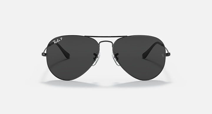 Ray-Ban AVIATOR TOTAL BLACK Black with Black Polarized Solid Color lenses - Front
