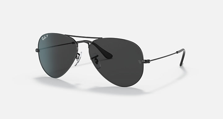 Ray-Ban AVIATOR TOTAL BLACK Black with Black Polarized Solid Color lenses - Quarter