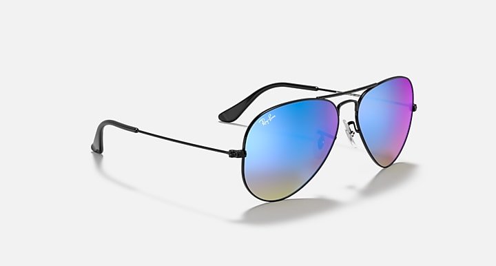Ray-Ban AVIATOR FLASH LENSES GRADIENT Black with Blue Flash Gradient - Mirror lenses - Alternative