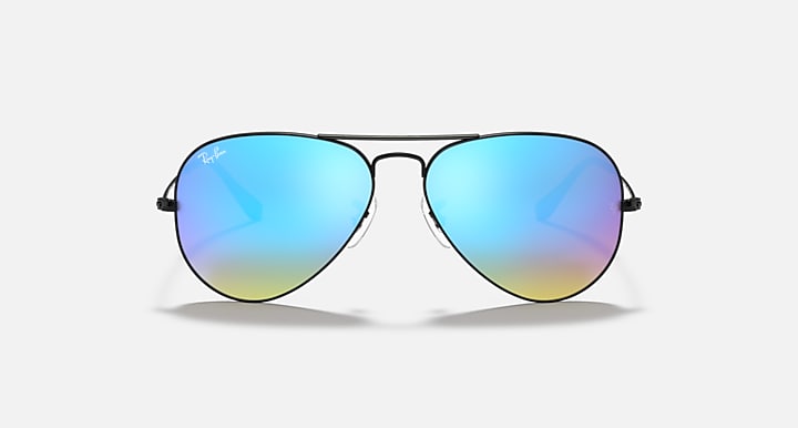 Ray-Ban AVIATOR FLASH LENSES GRADIENT Black with Blue Flash Gradient - Mirror lenses - Front