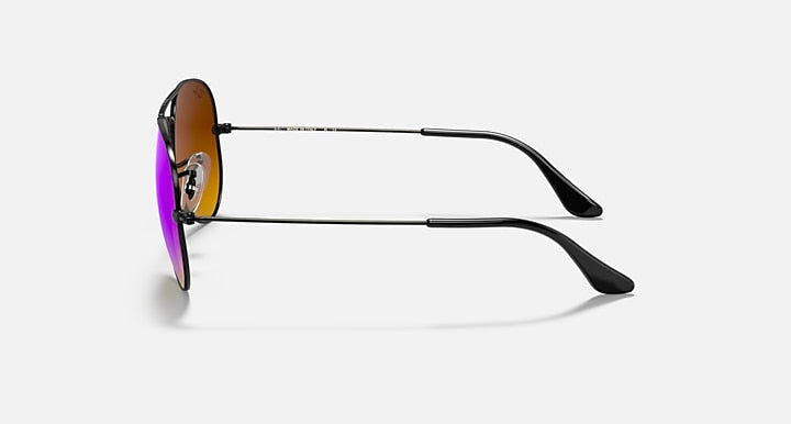 Ray-Ban AVIATOR FLASH LENSES GRADIENT Black with Blue Flash Gradient - Mirror lenses - Lateral