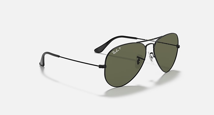 Ray-Ban AVIATOR CLASSIC Black with G-15 Green Polarized Solid Color lenses - Alternative