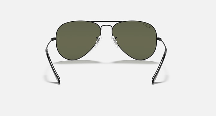 Ray-Ban AVIATOR CLASSIC Black with G-15 Green Polarized Solid Color lenses - Back
