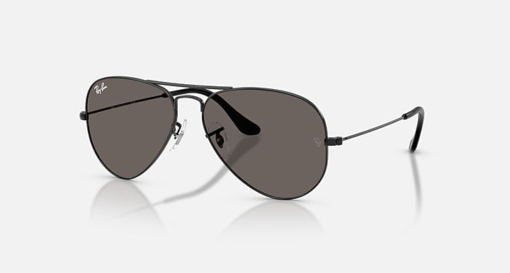 Ray-Ban AVIATOR CLASSIC Black with Dark Grey Solid Color lenses - Quarter