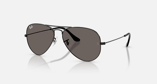 Ray-Ban AVIATOR CLASSIC Black with Dark Grey Solid Color lenses - Quarter