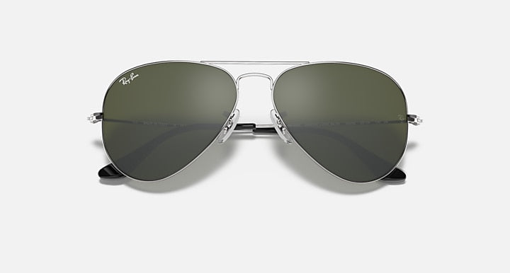 Ray-Ban AVIATOR MIRROR Silver with Grey Solid Color - Mirror lenses - Closed Front
