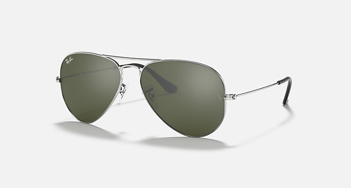 Ray-Ban AVIATOR MIRROR Silver with Grey Solid Color - Mirror lenses - Quarter