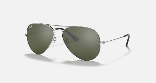 Ray-Ban AVIATOR MIRROR Silver with Grey Solid Color - Mirror lenses - Quarter