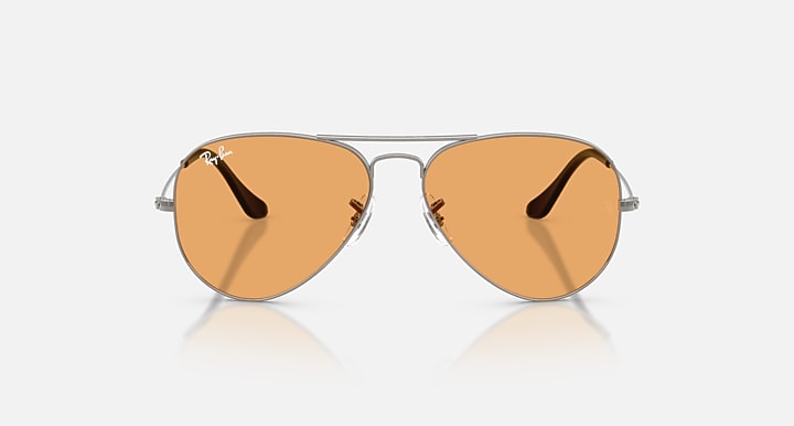 Ray-Ban AVIATOR CLASSIC SUMMER CAPSULE Gunmetal with Orange Solid Color lenses - Front