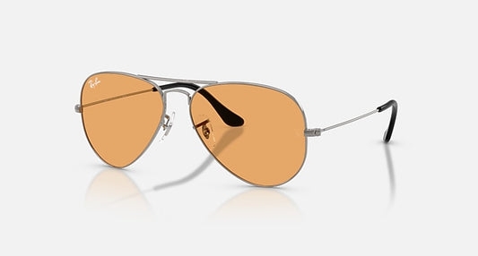 Ray-Ban AVIATOR CLASSIC SUMMER CAPSULE Gunmetal with Orange Solid Color lenses - Quarter