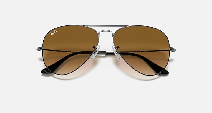 Ray-Ban AVIATOR GRADIENT Gunmetal with Light Brown Gradient Gradient lenses - Closed Front