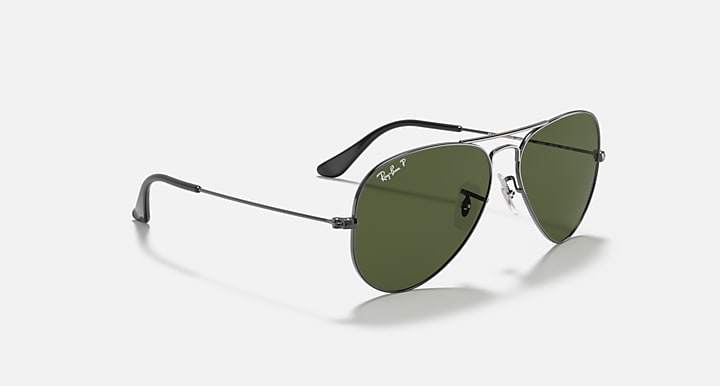 Ray-Ban AVIATOR CLASSIC Gunmetal with G-15 Green Polarized Solid Color lenses - Alternative