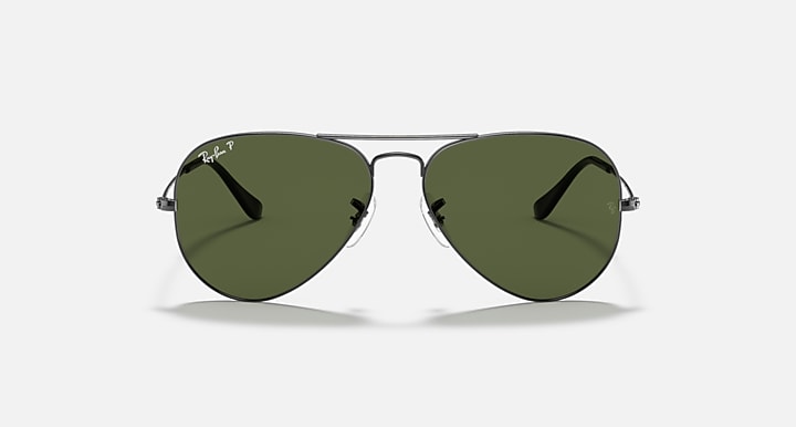 Ray-Ban AVIATOR CLASSIC Gunmetal with G-15 Green Polarized Solid Color lenses - Front