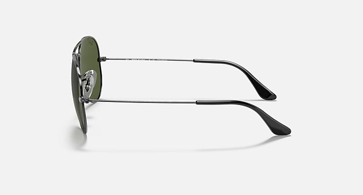 Ray-Ban AVIATOR CLASSIC Gunmetal with G-15 Green Polarized Solid Color lenses - Lateral