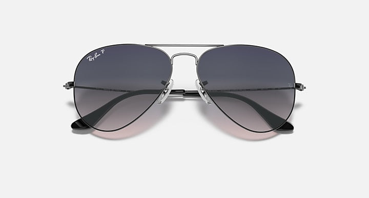 Ray-Ban AVIATOR GRADIENT Gunmetal with Blue Gradient Polarized Gradient lenses - Closed Front