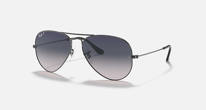 Ray-Ban AVIATOR GRADIENT Gunmetal with Blue Gradient Polarized Gradient lenses - Quarter