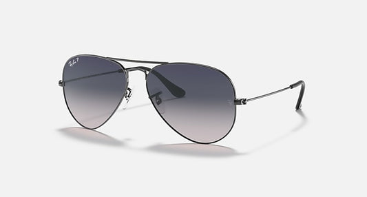 Ray-Ban AVIATOR GRADIENT Gunmetal with Blue Gradient Polarized Gradient lenses - Quarter
