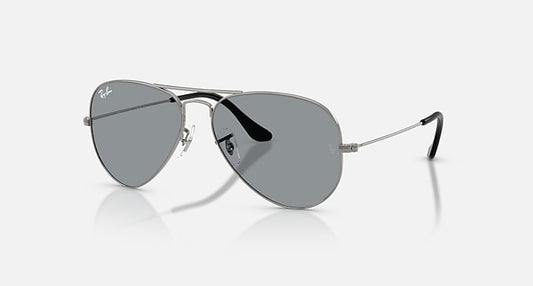 Ray-Ban AVIATOR CLASSIC SUMMER CAPSULE Gunmetal with Grey Solid Color lenses - Quarter