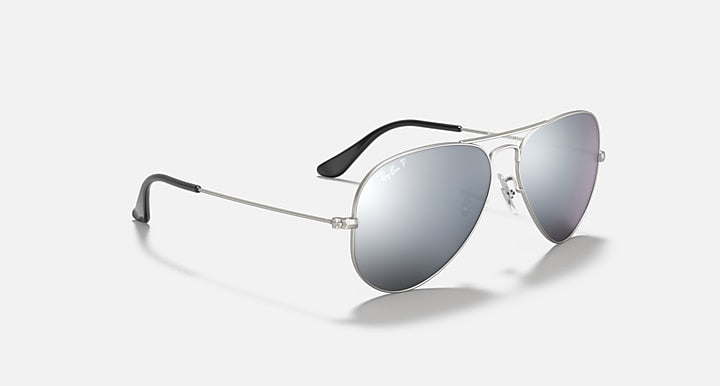 Ray-Ban AVIATOR MIRROR Silver with Dark Grey Polarized Solid Color - Mirror lenses - Alternative