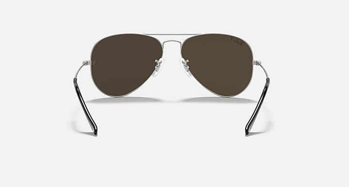 Ray-Ban AVIATOR MIRROR Silver with Dark Grey Polarized Solid Color - Mirror lenses - Back