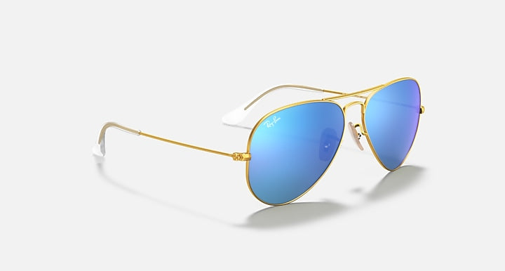 Ray-Ban AVIATOR FLASH LENSES Gold with Blue Flash Solid Color - Mirror lenses - Alternative