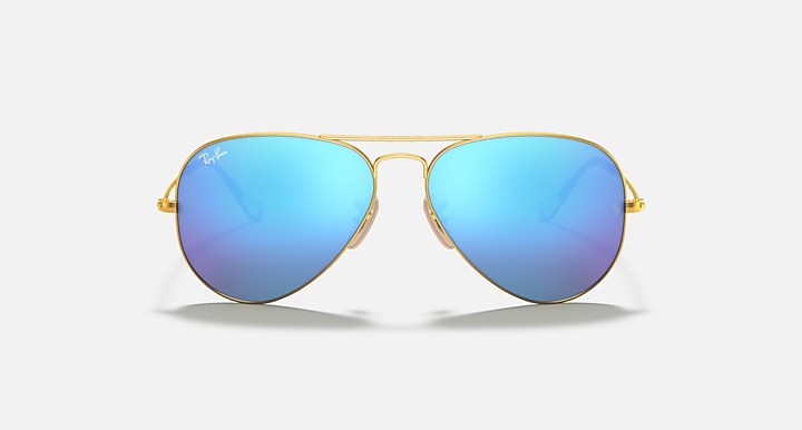 Ray-Ban AVIATOR FLASH LENSES Gold with Blue Flash Solid Color - Mirror lenses - Front