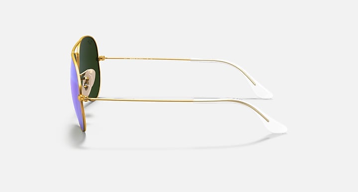 Ray-Ban AVIATOR FLASH LENSES Gold with Blue Flash Solid Color - Mirror lenses - Lateral