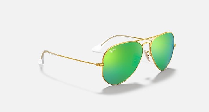 Ray-Ban AVIATOR FLASH LENSES Gold with Green Flash Solid Color - Mirror lenses - Alternative