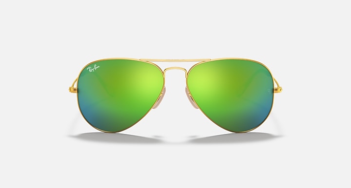 Ray-Ban AVIATOR FLASH LENSES Gold with Green Flash Solid Color - Mirror lenses - Front