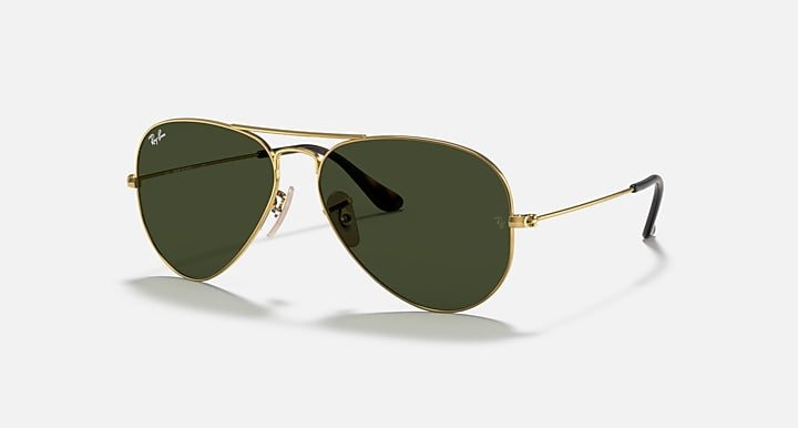 Ray-Ban AVIATOR HAVANA COLLECTION Arista Gold with G-15 Green Solid Color lenses - Quarter
