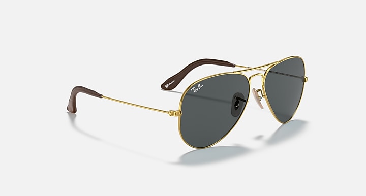 Ray-Ban AVIATOR @COLLECTION Arista Gold with Blue/Grey Classic Solid Color lenses - Alternative