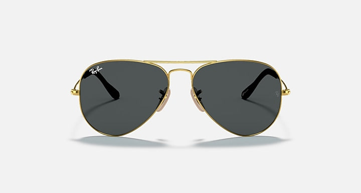Ray-Ban AVIATOR @COLLECTION Arista Gold with Blue/Grey Classic Solid Color lenses - Front