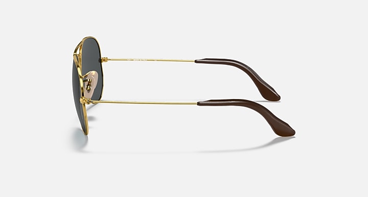 Ray-Ban AVIATOR @COLLECTION Arista Gold with Blue/Grey Classic Solid Color lenses - Lateral