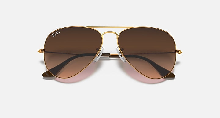 Ray-Ban AVIATOR GRADIENT Light Brown with Pink/Brown Gradient lenses - Closed Front