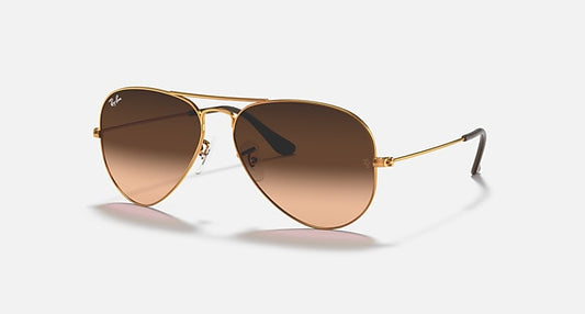 Ray-Ban AVIATOR GRADIENT Light Brown with Pink/Brown Gradient lenses - Quarter