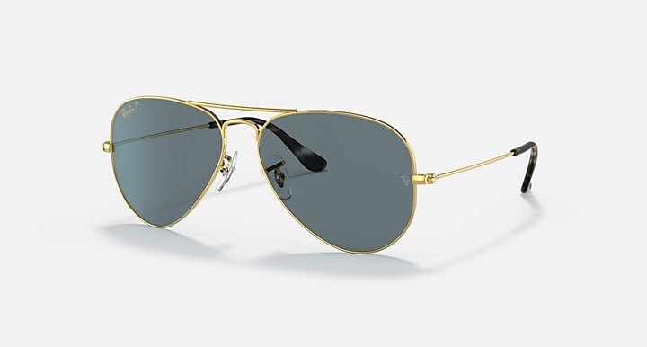 Ray-Ban JULY 4TH LIMITED EDITION Gold with Dark Blue Polarized Solid Color lenses - Quarter