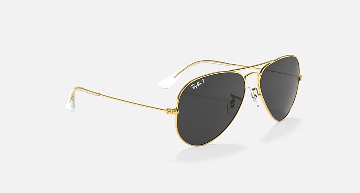 Ray-Ban AVIATOR CLASSIC Gold with Black Polarized Solid Color lenses - Alternative