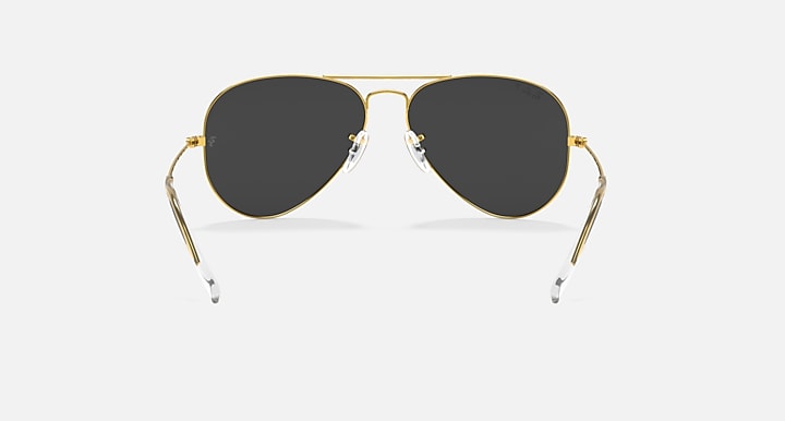 Ray-Ban AVIATOR CLASSIC Gold with Black Polarized Solid Color lenses - Back