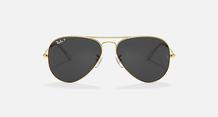 Ray-Ban AVIATOR CLASSIC Gold with Black Polarized Solid Color lenses - Front