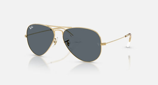 Ray-Ban AVIATOR CLASSIC Arista with Blue Solid Color lenses - Quarter