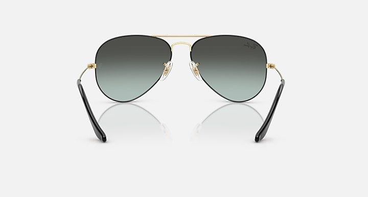 Ray-Ban AVIATOR LARGE METAL Black On Arista; Arista with Blue Vintage Gradient Black Gradient lenses - Back