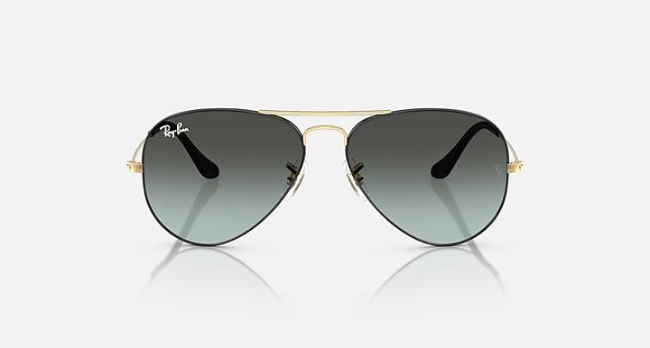 Ray-Ban AVIATOR LARGE METAL Black On Arista; Arista with Blue Vintage Gradient Black Gradient lenses - Front