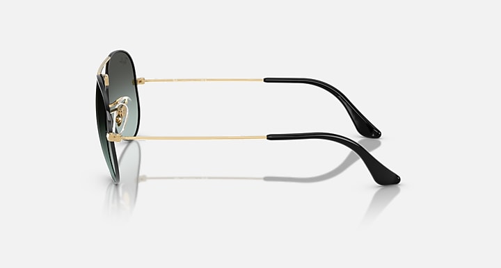 Ray-Ban AVIATOR LARGE METAL Black On Arista; Arista with Blue Vintage Gradient Black Gradient lenses - Lateral