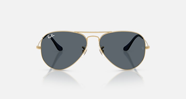 Ray-Ban AVIATOR LARGE METAL Arista Gold with Blue Solid Color lenses - Front