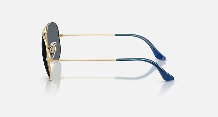 Ray-Ban AVIATOR LARGE METAL Arista Gold with Blue Solid Color lenses - Lateral