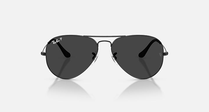 Ray-Ban AVIATOR CLASSIC Black with Polarized Black Solid Color lenses - Front
