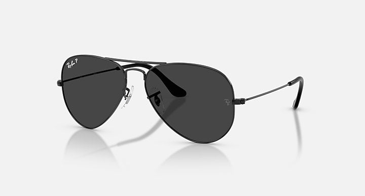 Ray-Ban AVIATOR CLASSIC Black with Polarized Black Solid Color lenses - Quarter