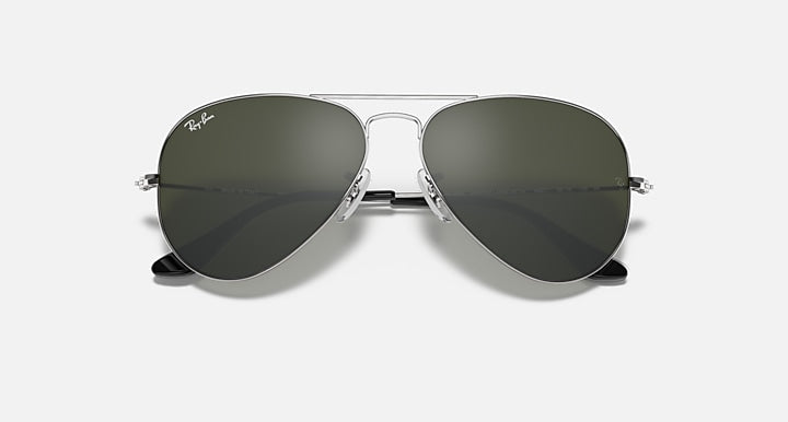 Ray-Ban AVIATOR MIRROR Silver with Grey Solid Color - Mirror lenses - Closed Front